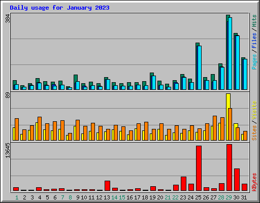 Daily usage for January 2023
