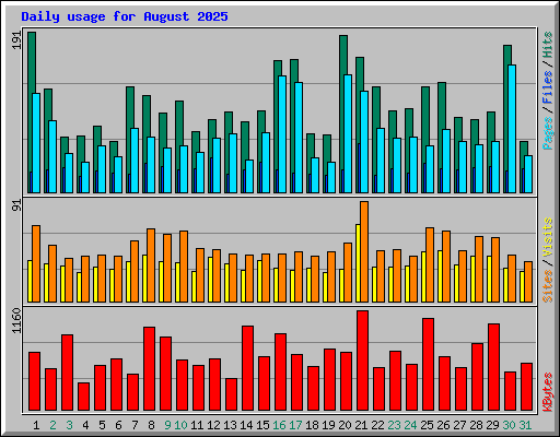 Daily usage for August 2025